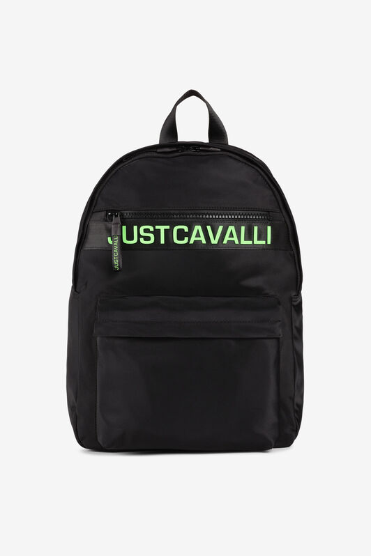 JC Just Cavalli Logo-Print Backpack BLACK & GREEN Q62334-Q1237