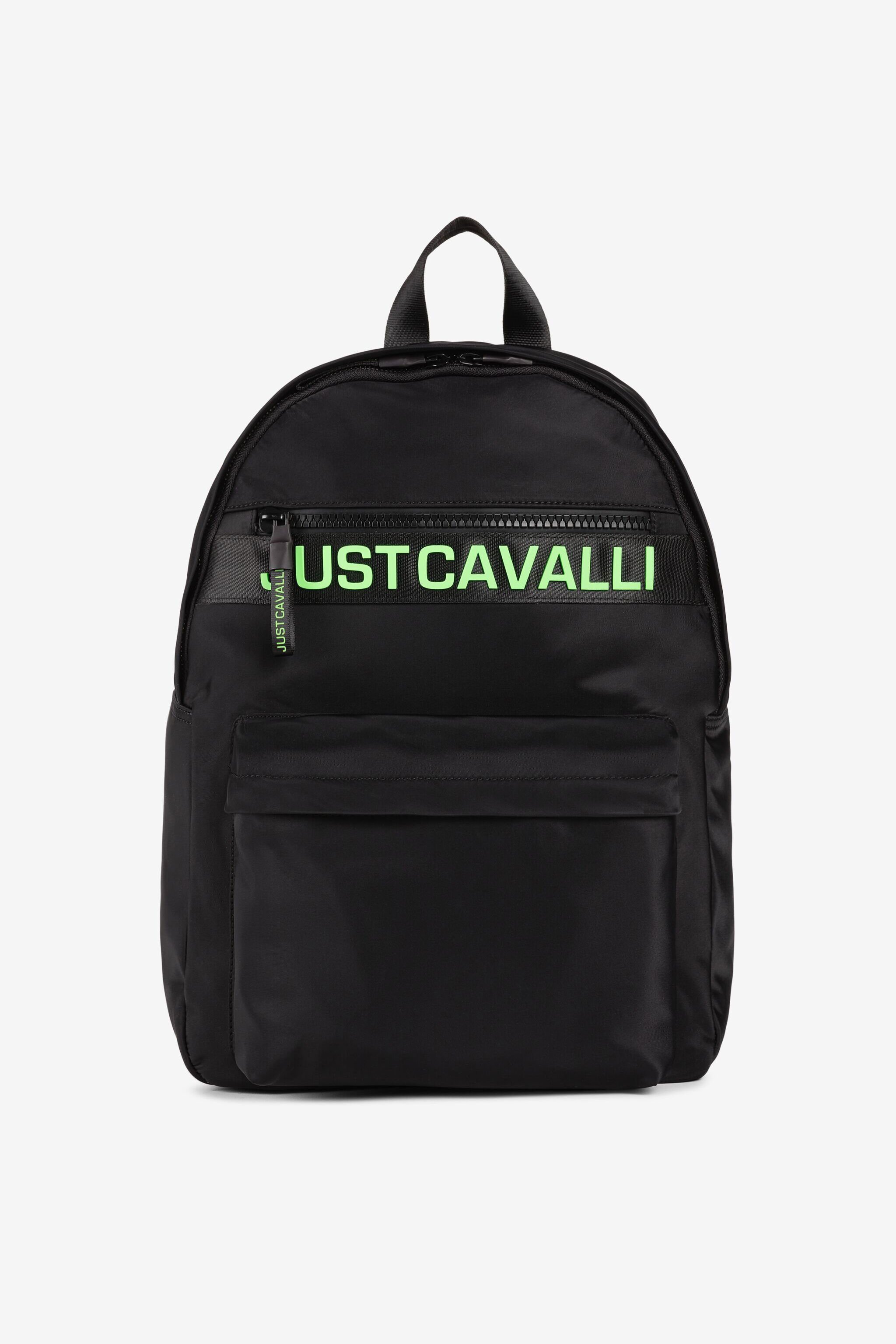 JC Just Cavalli Logo-Print Backpack BLACK & GREEN Q62334-Q1237