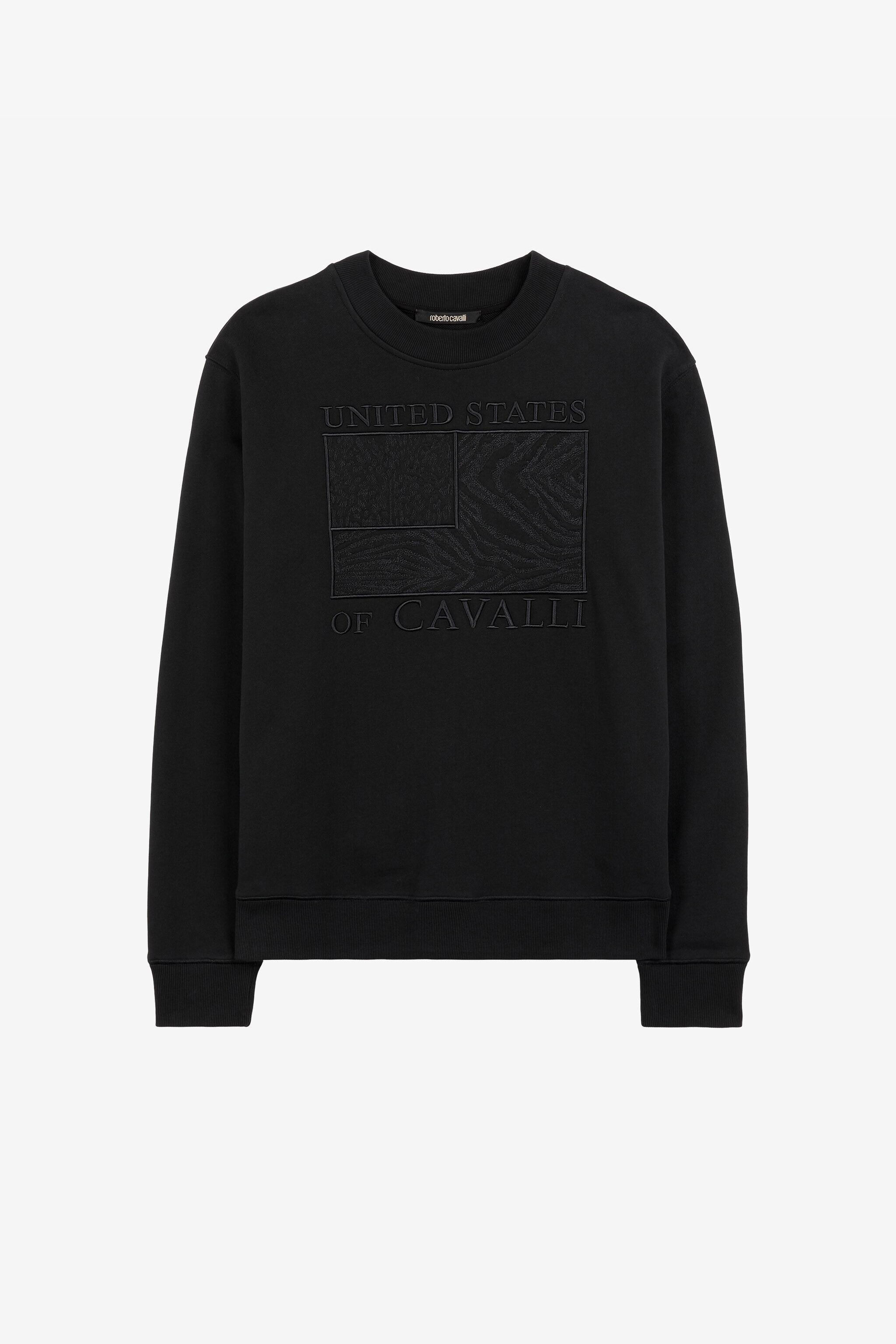 RC Sweatshirt mit animalischer Patchwork-Bestickung BLACK QRT68G-CF050