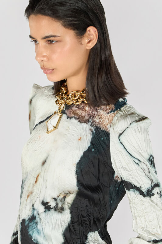 RC Blouse with Marble print Black/White TWT600-7NN18