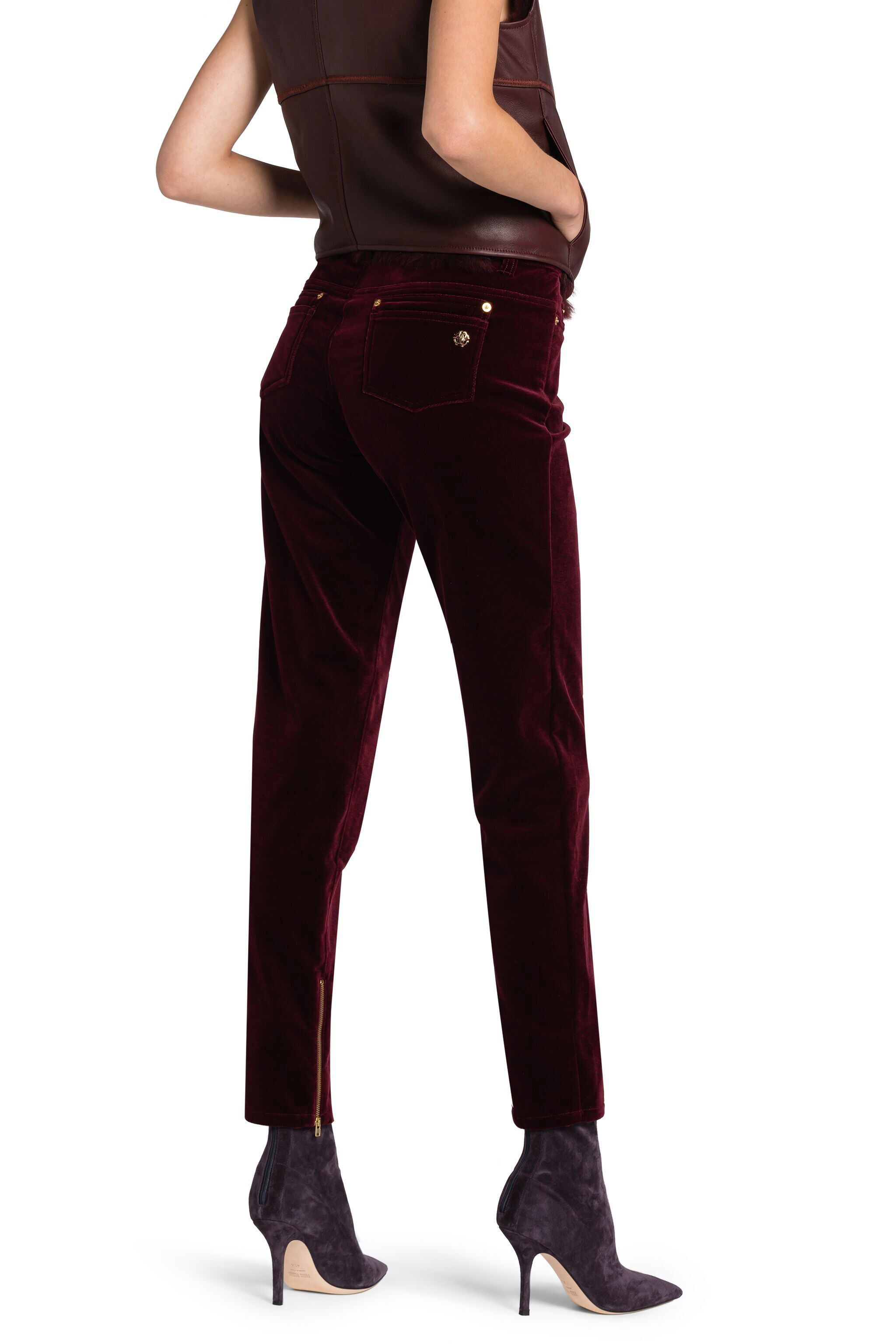 RC Cropped Velvet Trousers Dark red 1PT214-VZ001