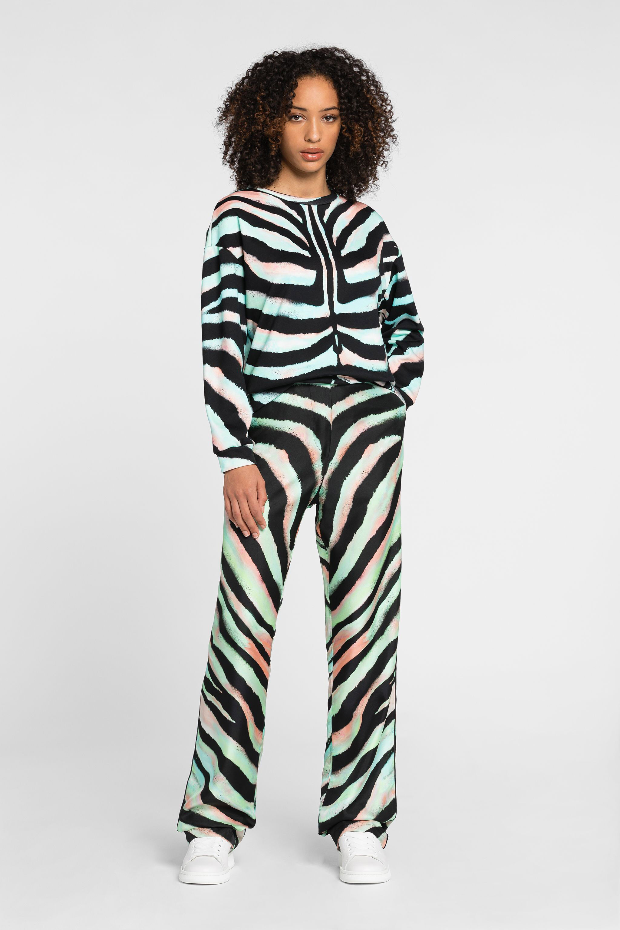 RC Zebra-Print Logo Cotton Sweatshirt Light green/Black OQT66I-5OD03