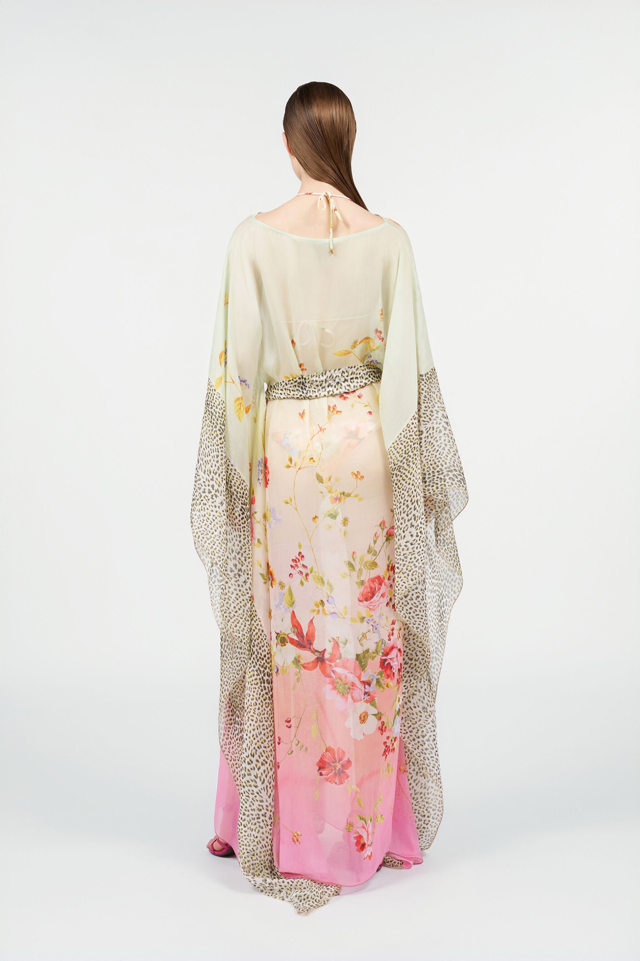 RC Miami Flowers Silk Kaftan RC Miami Flowers Silk Kaftan GREEN/FUCHSIA WQW017-HNR32