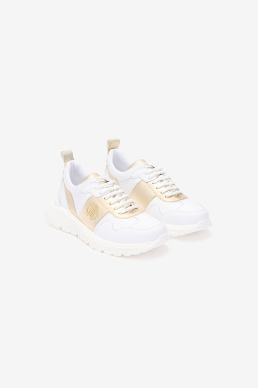 RC White Running Shoes With Gold Monogram RC RC White Running Shoes With Gold Monogram RC MILKY WHITE/SILVER QOS01H-PZO15