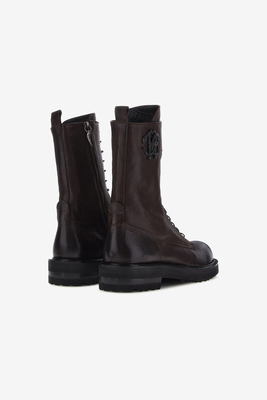 RC Brown Leather Combat Boots Dark brown RRS039-PZ244