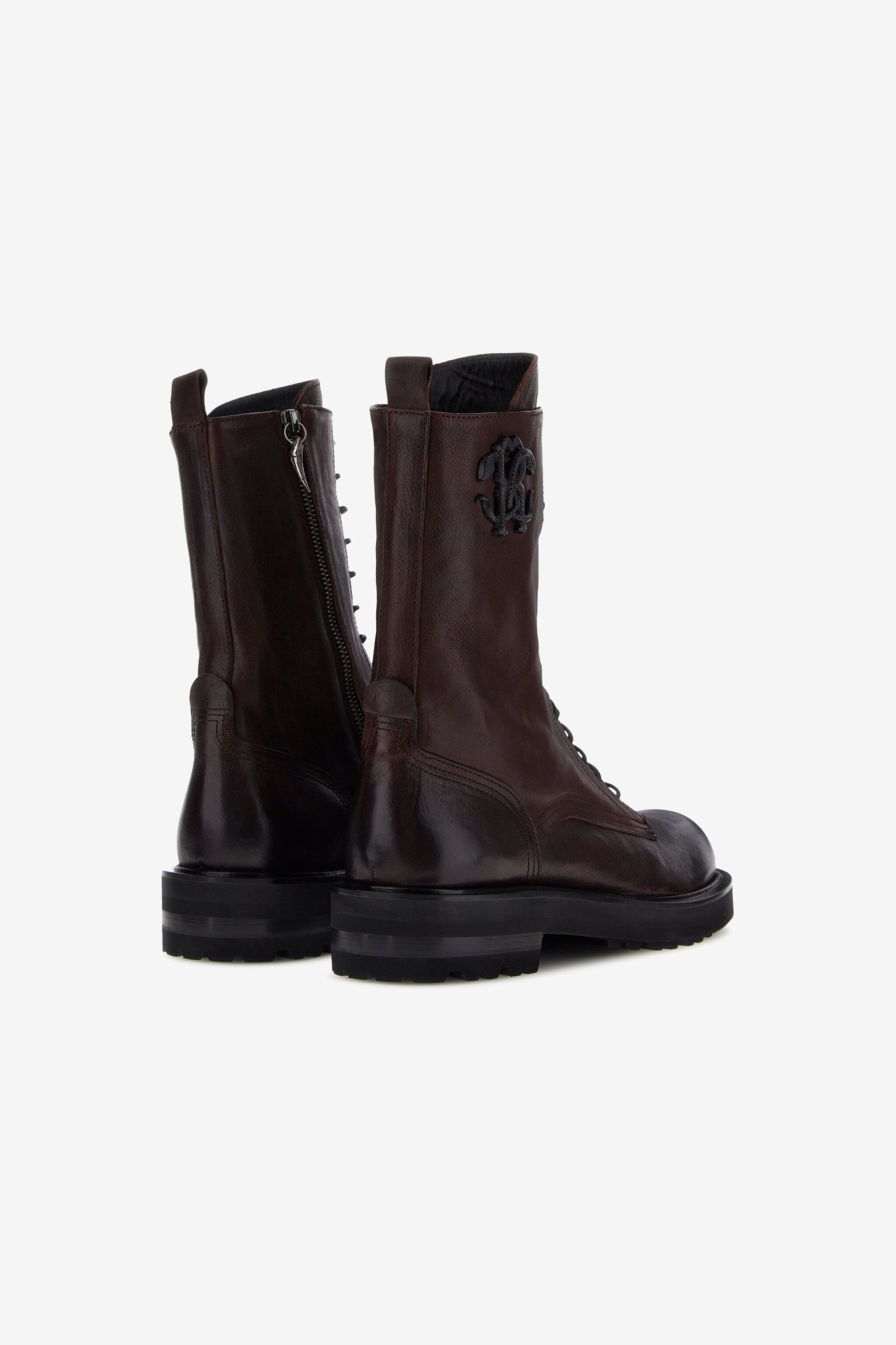 RC Brown Leather Combat Boots Dark brown RRS039-PZ244