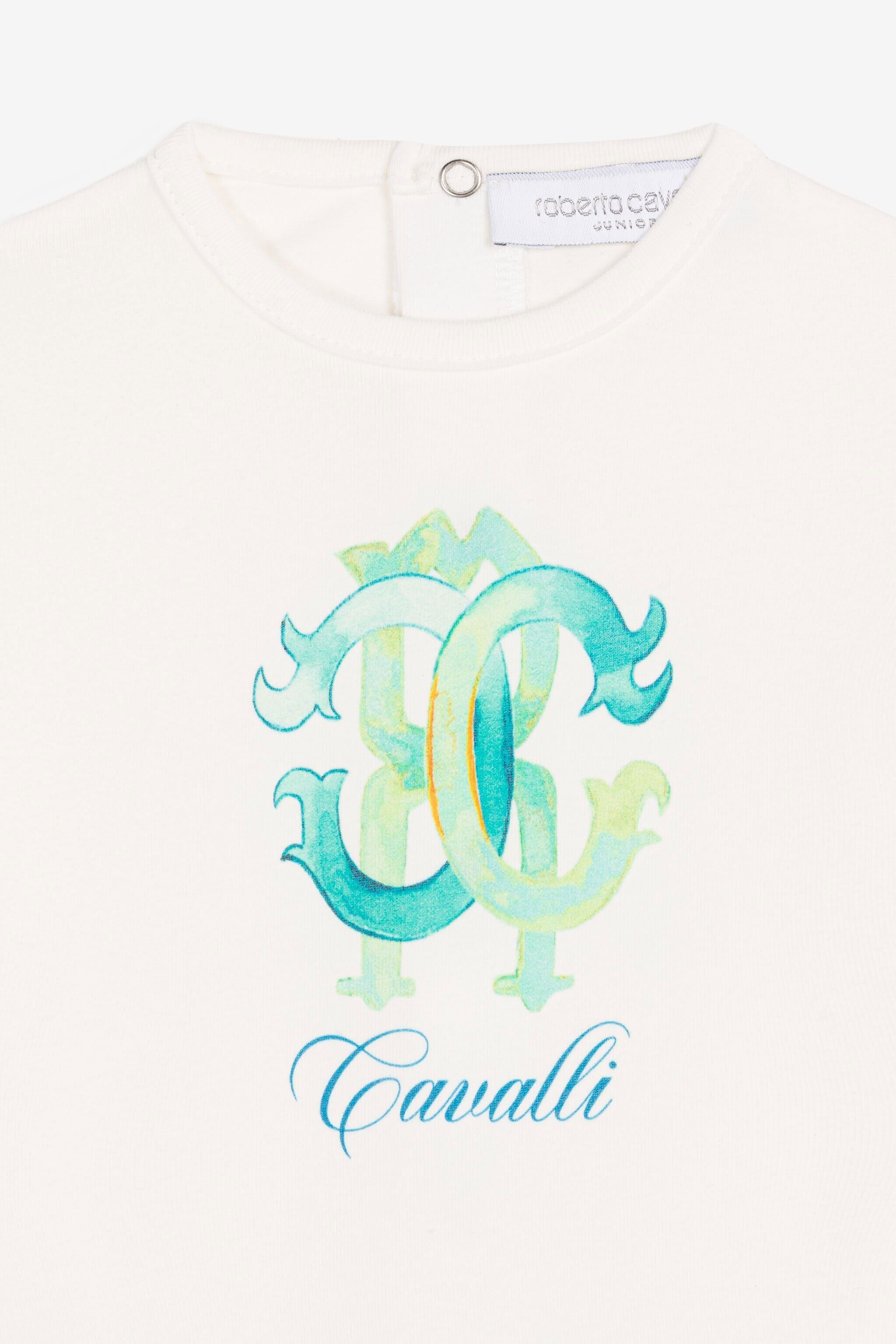 JU Monogram logo print babygrow set Light green QJT884-JV025