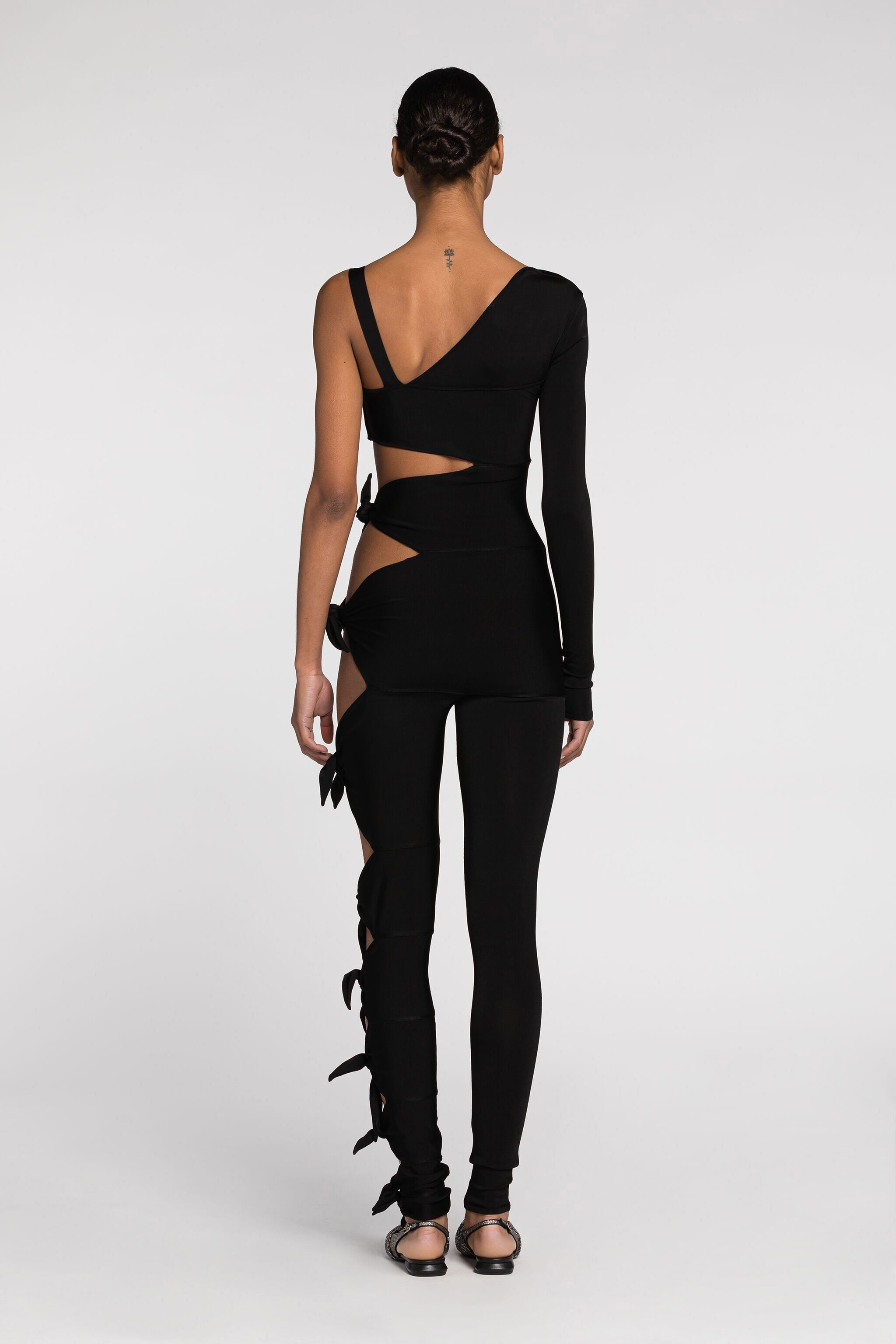 RC Knot-detail single-sleeve jumpsuit Black QWM152-MG011