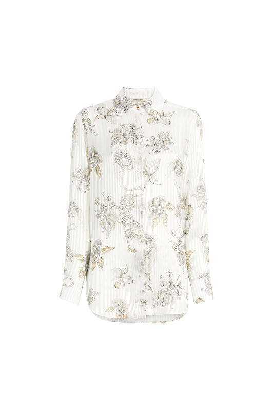 RC Seidenbluse mit Diamond Brooches Print Weiß MQT705-1TB04