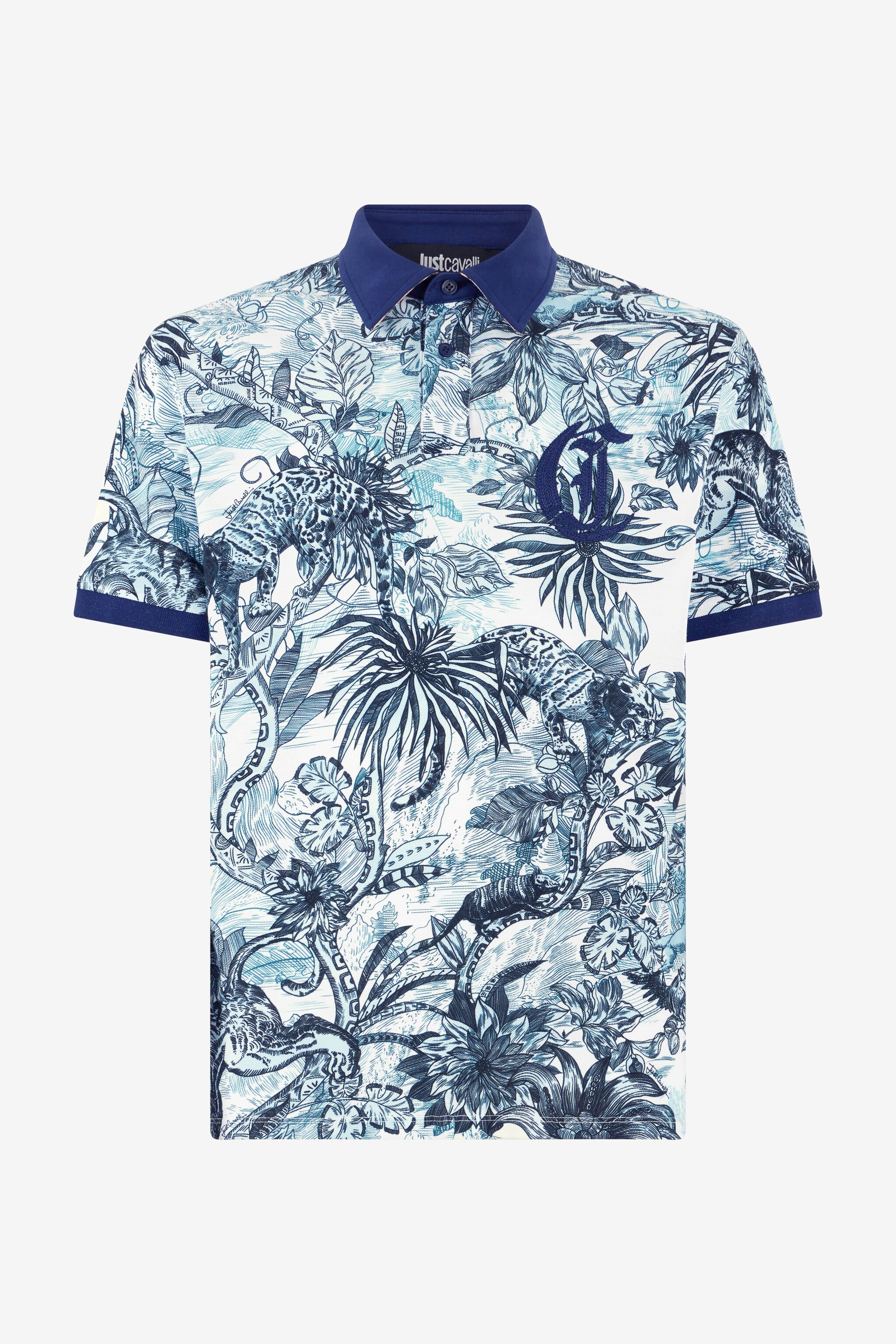 JC Polo Avec Imprimé Jungle Et Monogramme Bleu clair UFT019-UF039