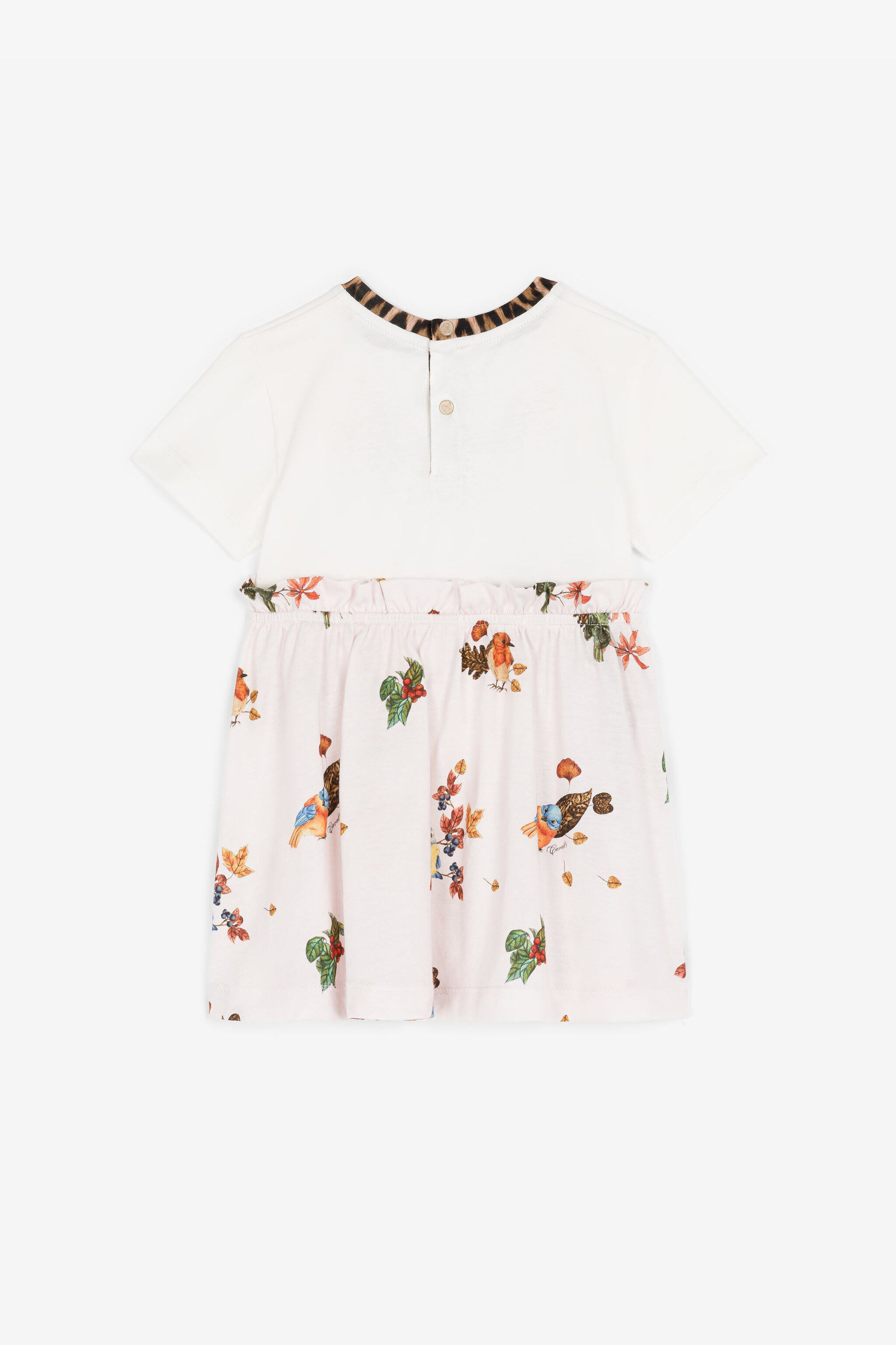 JU Leopard And Bird-Print Cotton Dress White RJT10B-JD001
