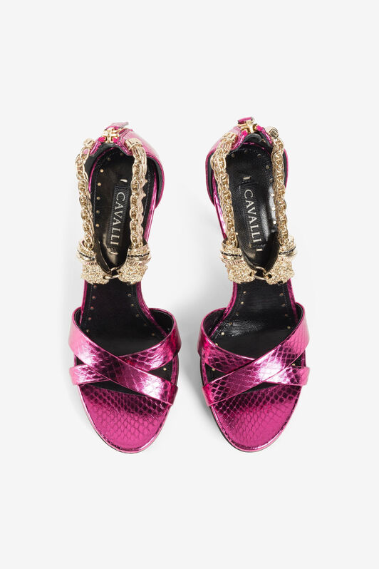 RC Crystal-Embellished Panther Head Sandals Purple OQS032-PA001