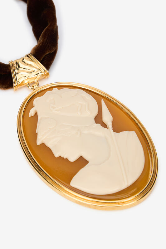 RC Black Choker With Caramel Cameo Pendant RC Black Choker With Caramel Cameo Pendant ORO/NERO/CARAMELLO/B VWG007-AM131