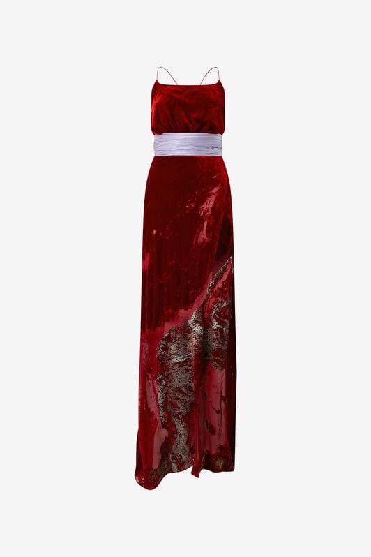 RC Long Dark Red Dress With Marine Print RC Long Dark Red Dress With Marine Print Red VWT130-VL066
