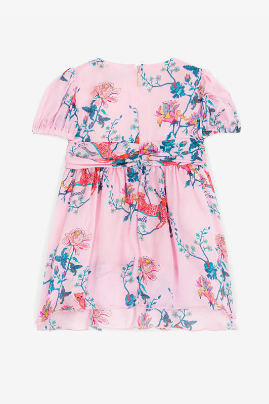 JU Floral And Jaguar-Print Silk Dress Pink RJT106-2NG81