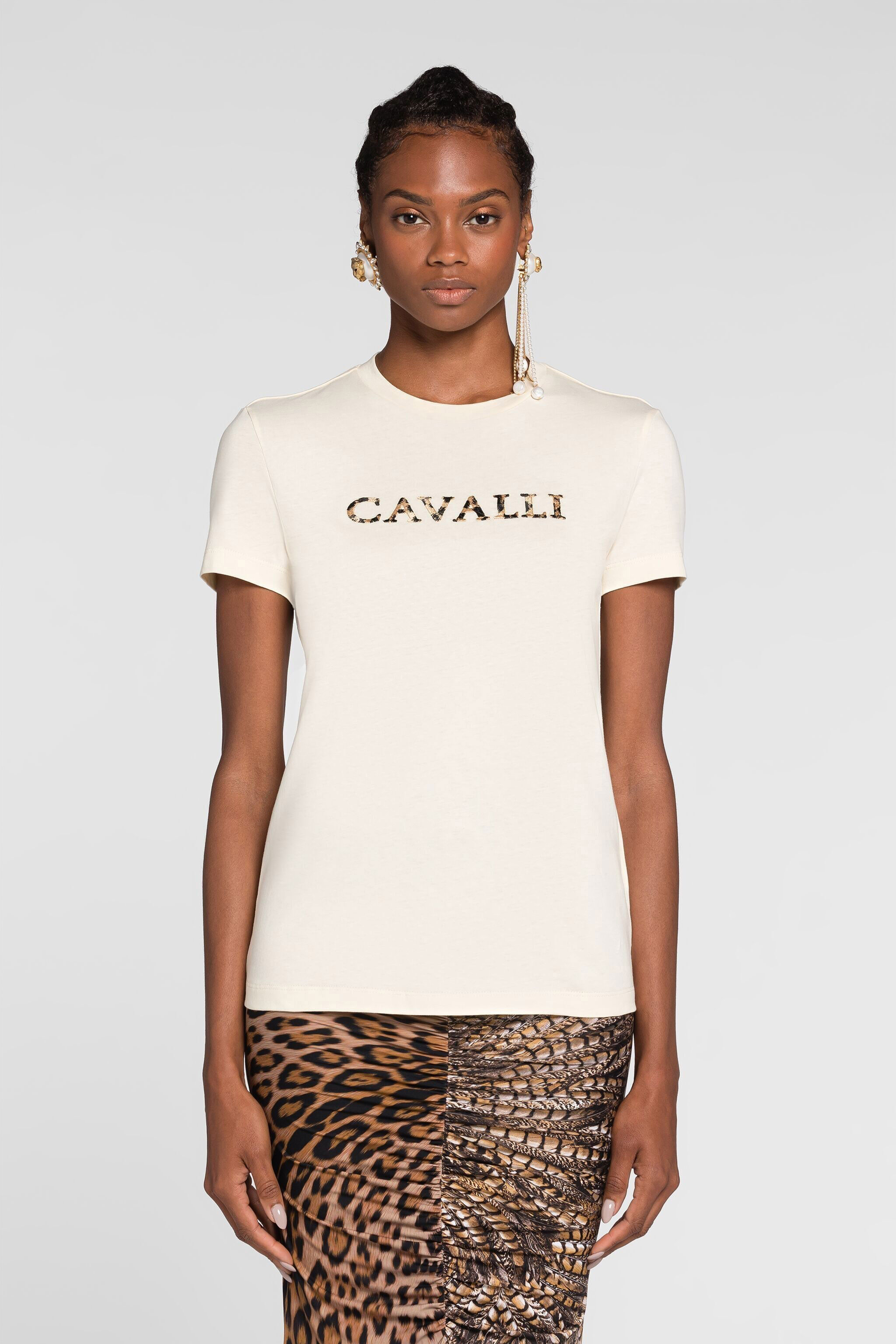RC Logo-embroidered cotton T-shirt IVORY QKT60A-JD060