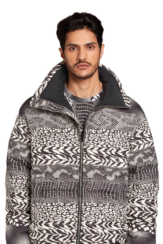 RC Animal print zipped puffer jacket BLACK/IVORY LNT803-9MZ97