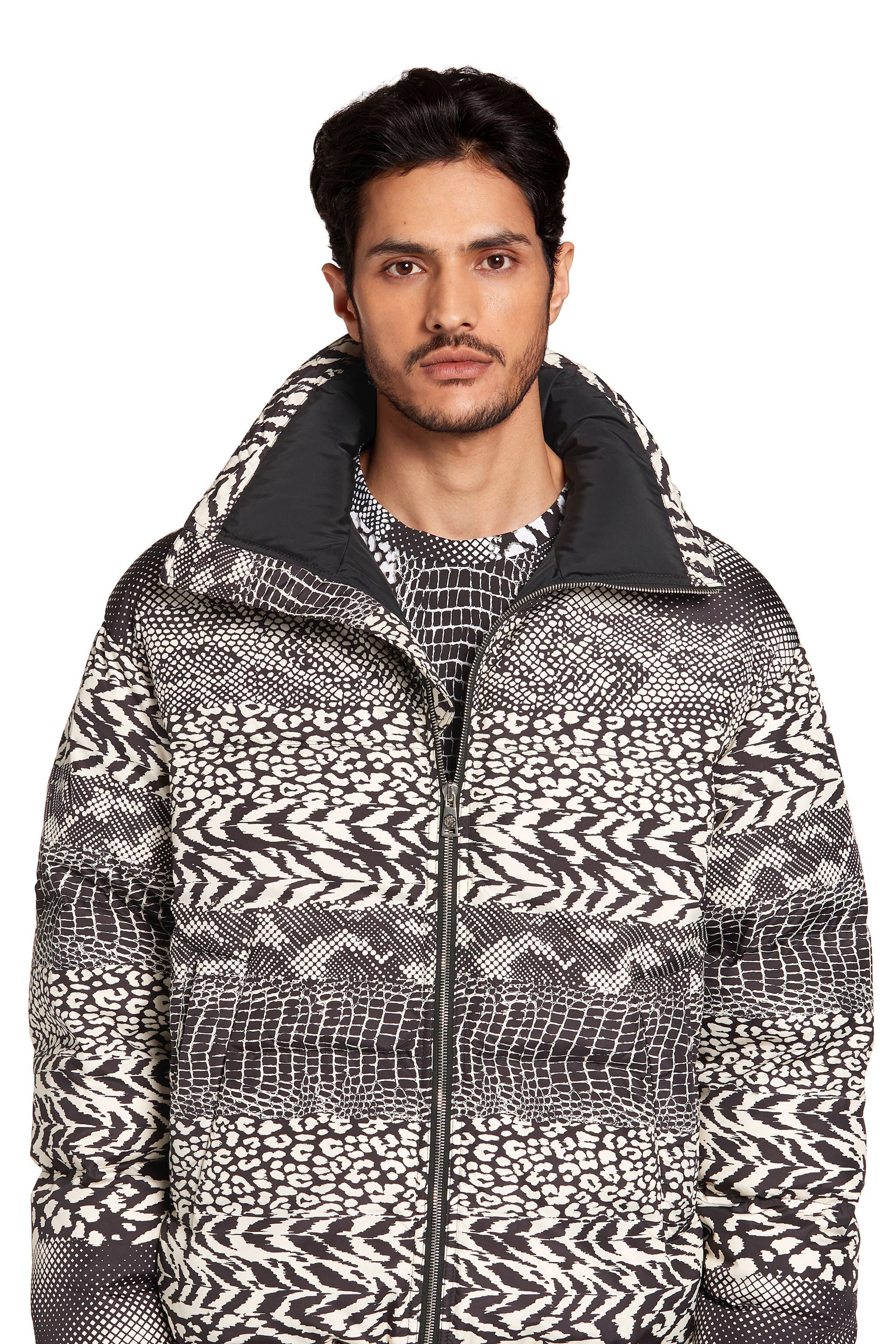 RC Animal print zipped puffer jacket BLACK/IVORY LNT803-9MZ97