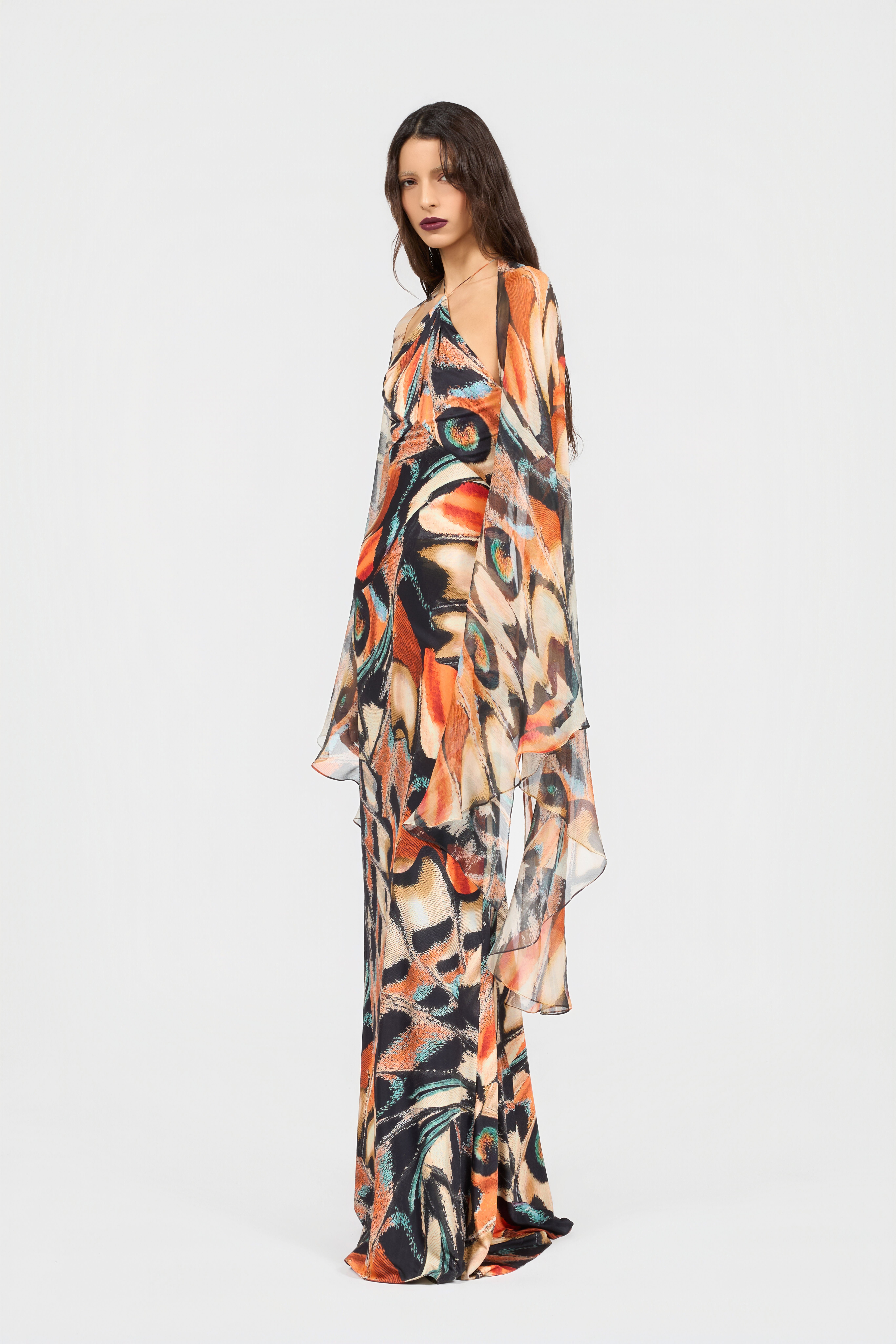 RC Butterfly Print Dress BLACK/MULTICOLOR XQT193-JRT28