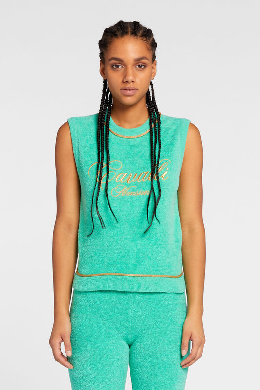 RC Logo-Embroidered Sleeveless Top Light blue OKM613-MR001