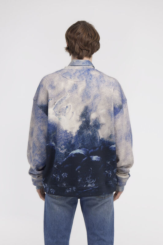 RC Sweatshirt with Denim Wild Leda print Dark blue RMT68B-5OI35