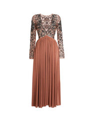 ${brand} Long V-neck sequin embroidered dress ${colorDescription} ${masterID}