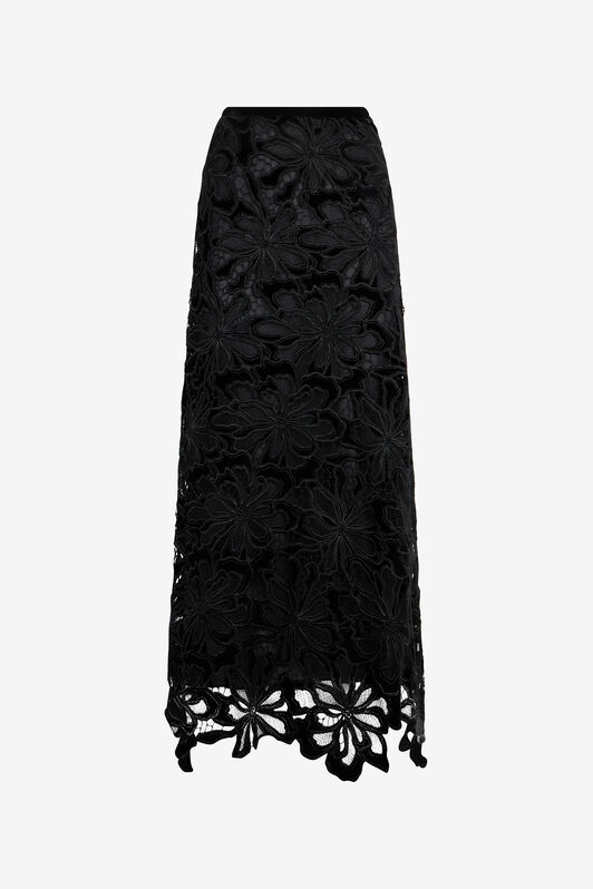 RC Long Floral Lace Skirt BLACK WKT305-FT009