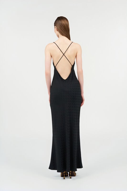 RC Silk Maxi Dress with Monogram RC NERO VKT102-RK010