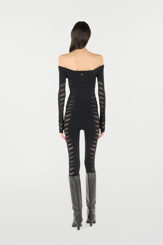 RC Jumpsuit With Perforated Zebra Pattern Black UKT150-MA001