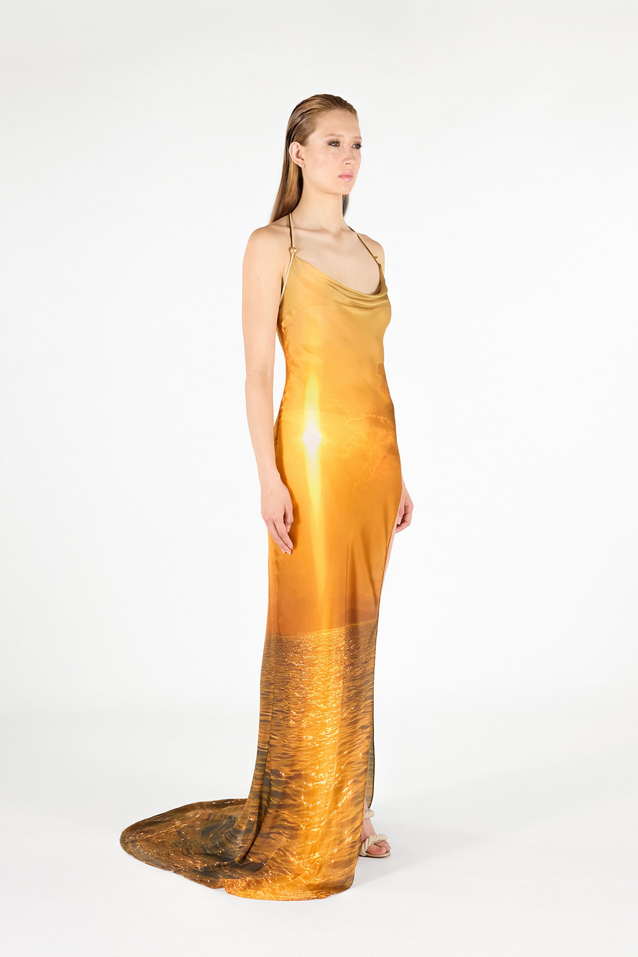 RC Sunset Print Long Dress Orange UWT125-CTN97