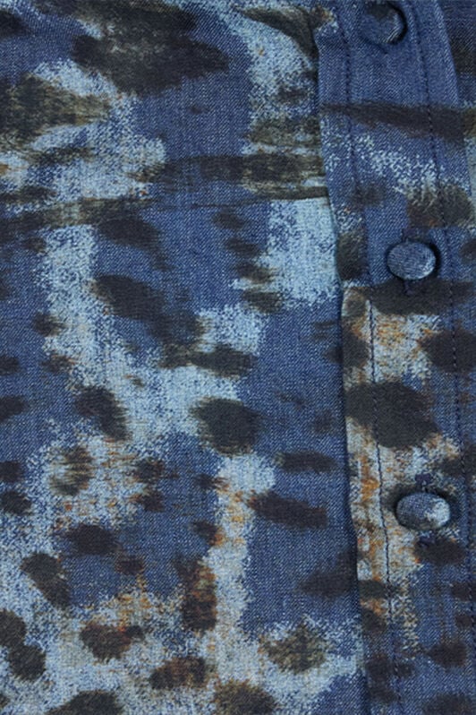 RC Cotton Shirt with Jaguar Skin Print BLU/CELESTE/MARRONE VKJ720-VT010