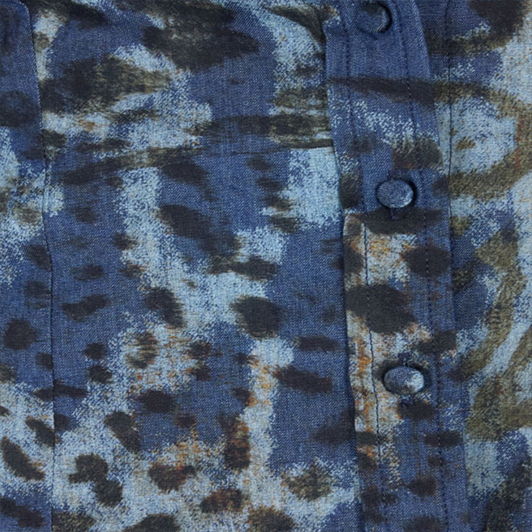 RC Cotton Shirt with Jaguar Skin Print BLU/CELESTE/MARRONE VKJ720-VT010