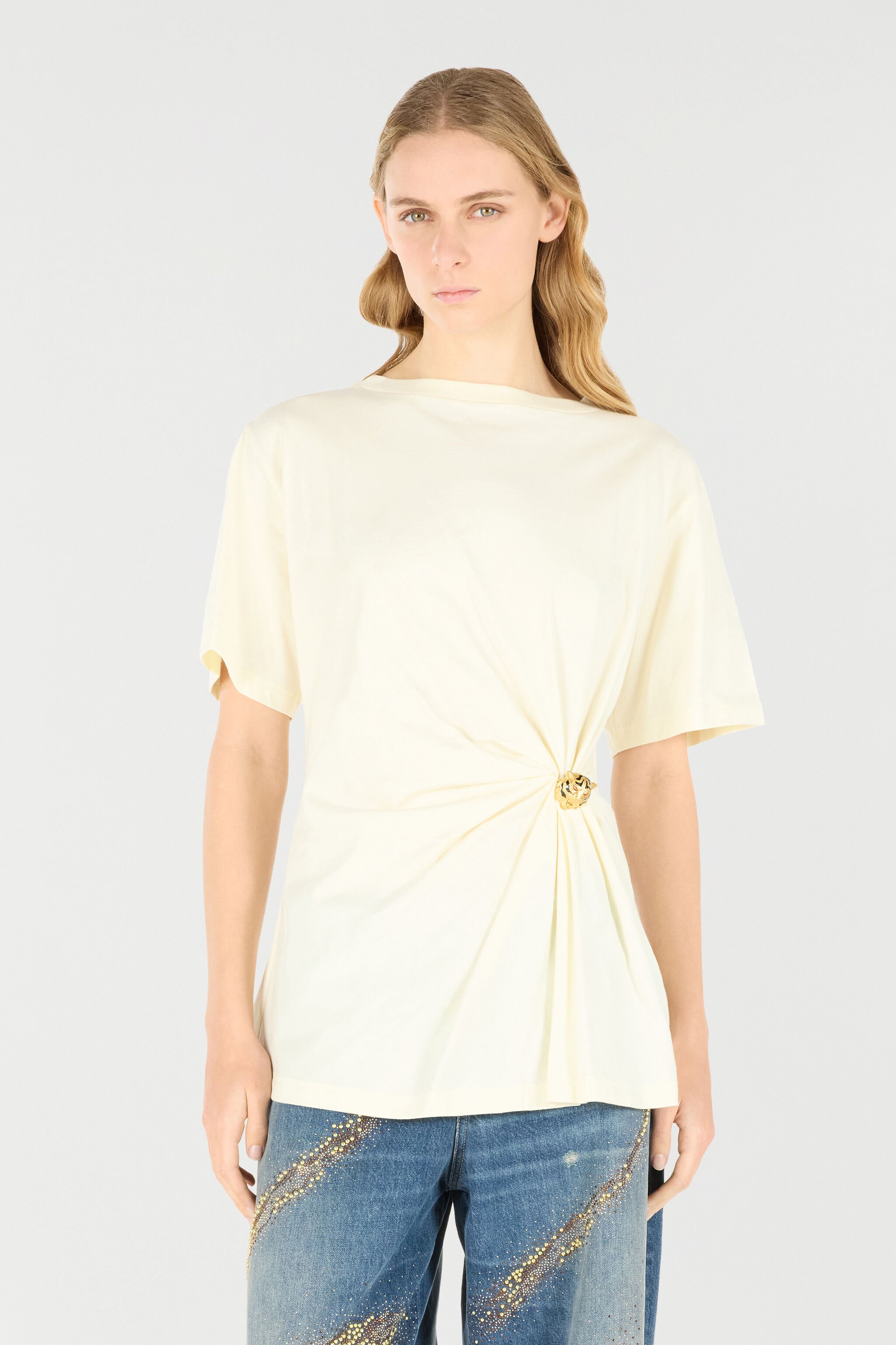 RC T-Shirt with Jewel Tiger Head Ivory UKT62A-JD030