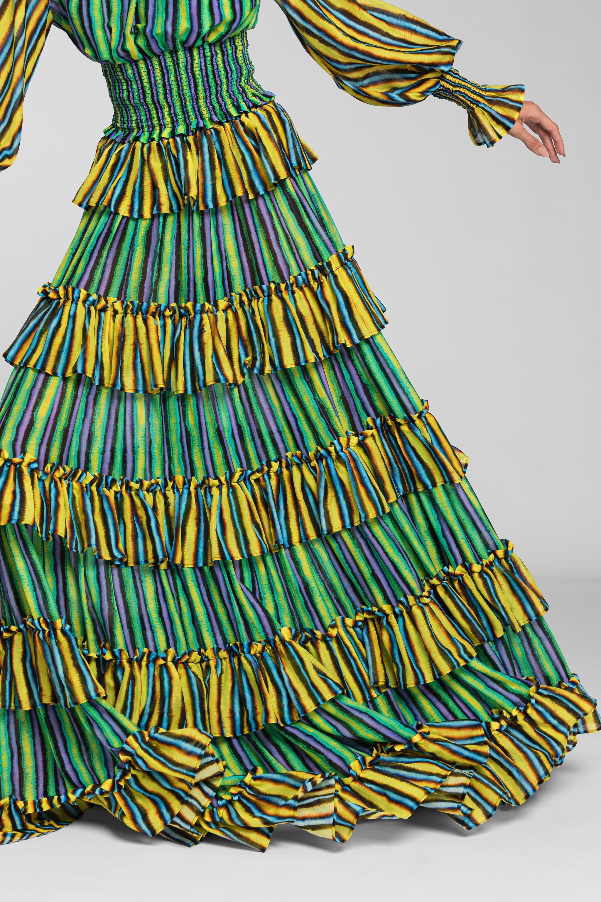 RC High-waisted striped maxi skirt VERDE QKT340-CDF55