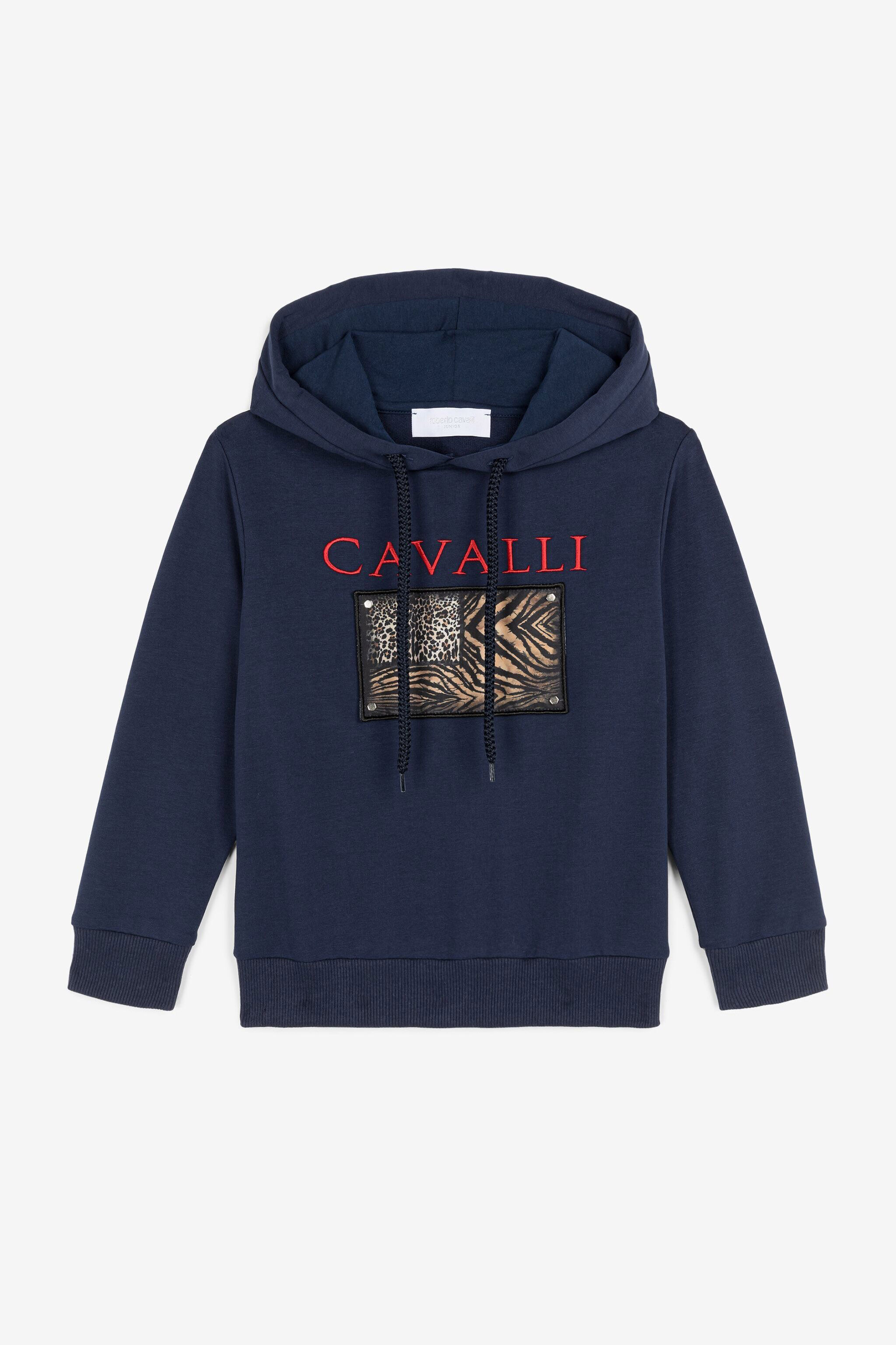 JU Hoodie mit animalischen Patchwork-Applikationen BLU SCURO 193921 OJT937-ISA2J