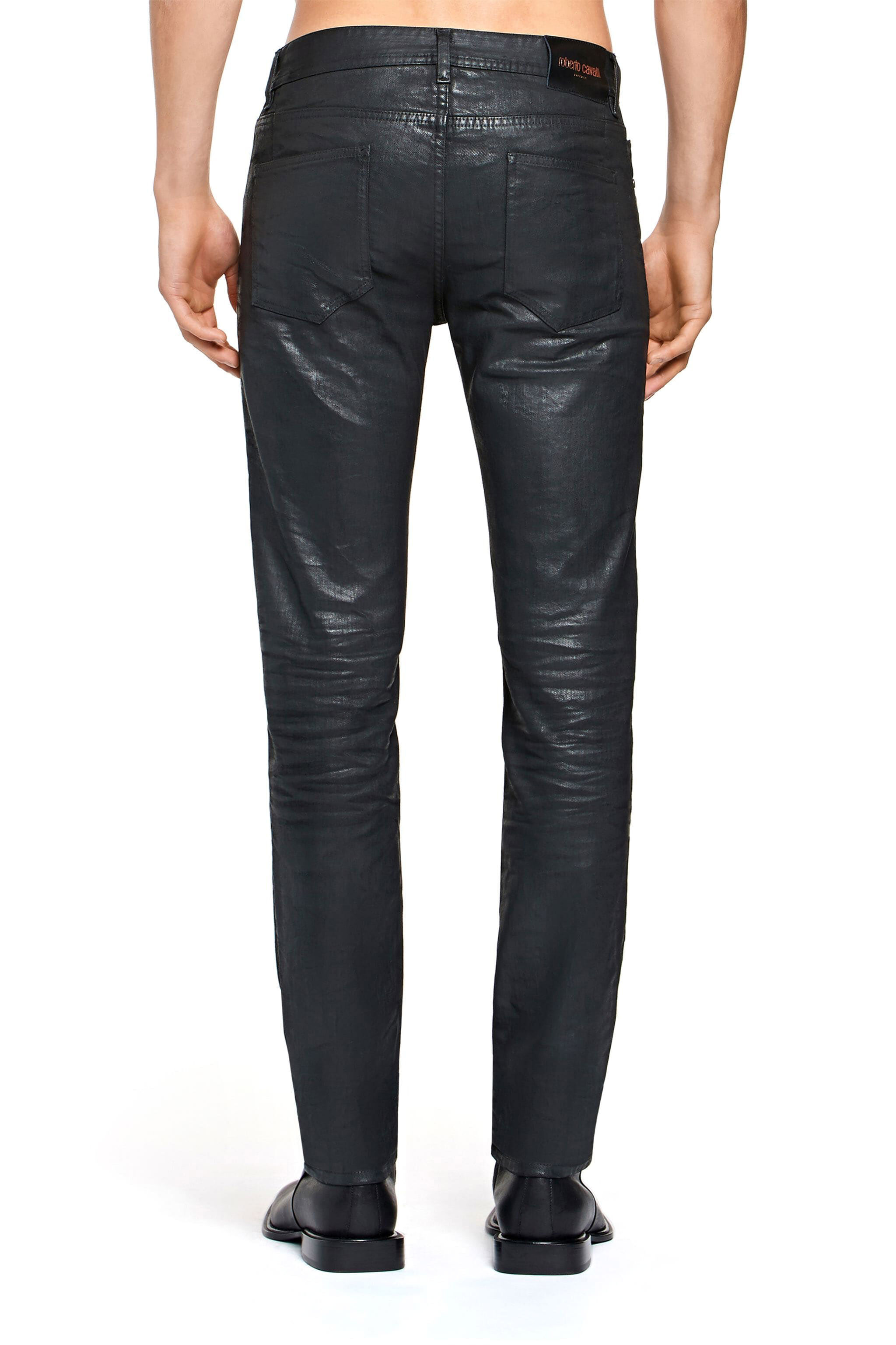 RC Black shine effect slim fit jeans BLACK HNJ240-DN002
