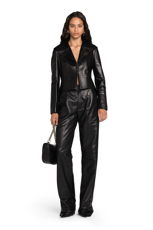 RC Cropped Leather Jacket MIDNIGHT/BLACK JWP412-PN020