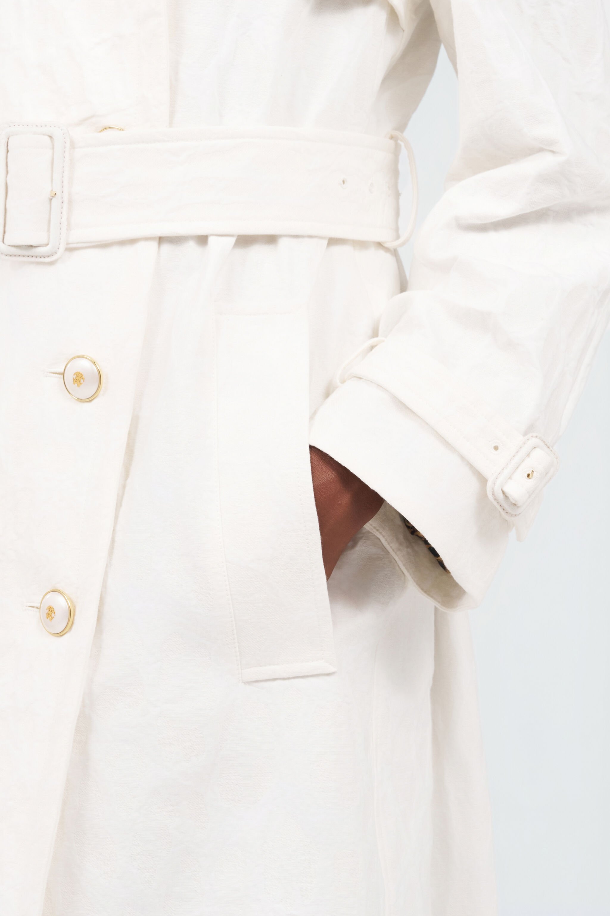 RC Trench in Jacquard di cotone con motivo Leopardato WHITE WQT503-CH090