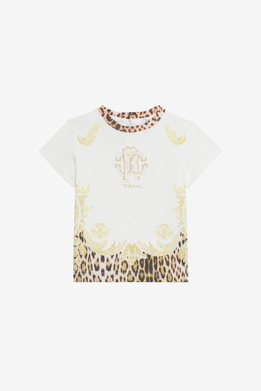 JU T-Shirt Bianco Latte Con Monogram RC E Stampa MILKY WHITE VJT604-JD001