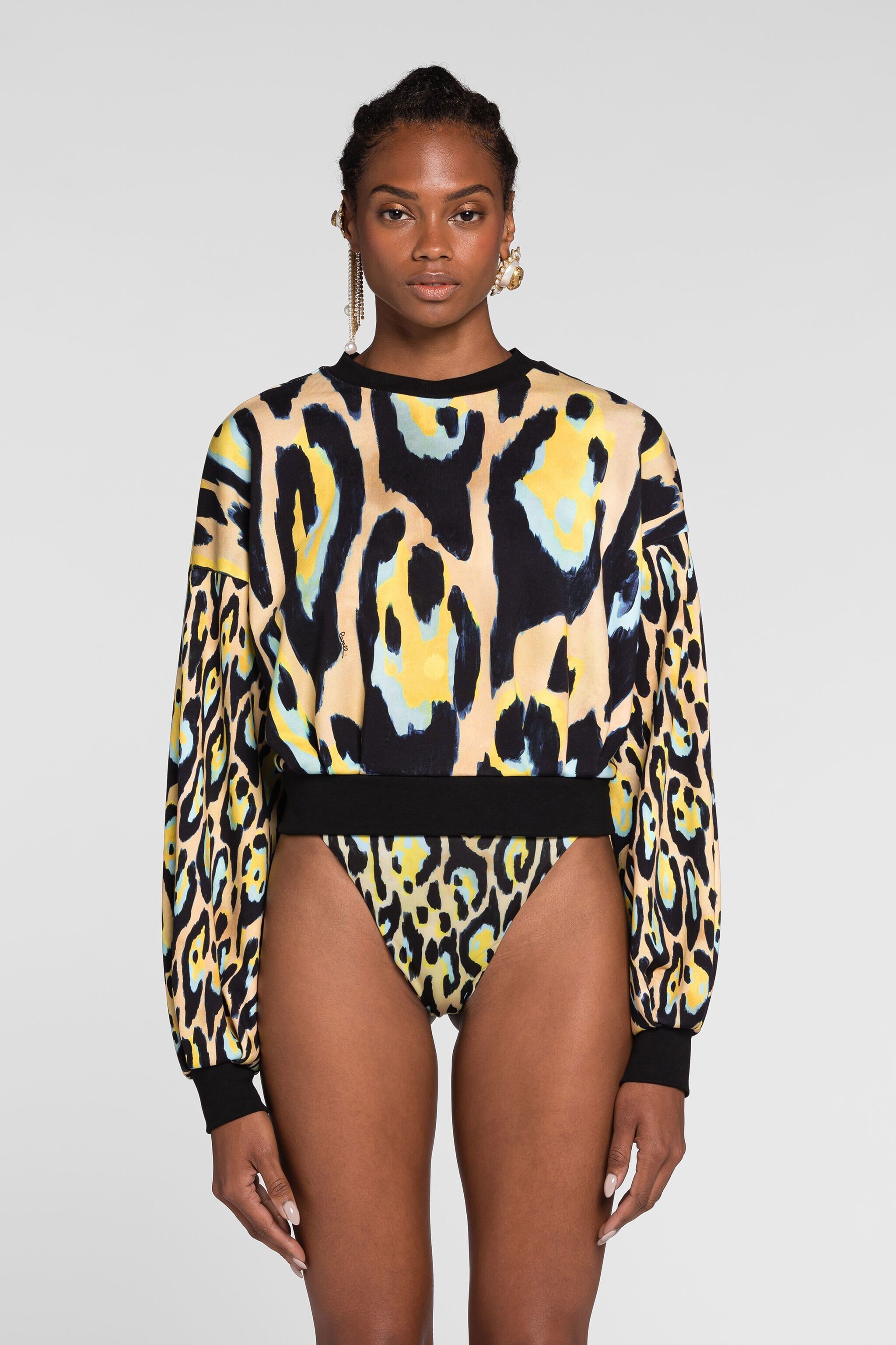 RC Leopard Print Sweatshirt Giallo QKT68C-5OF54