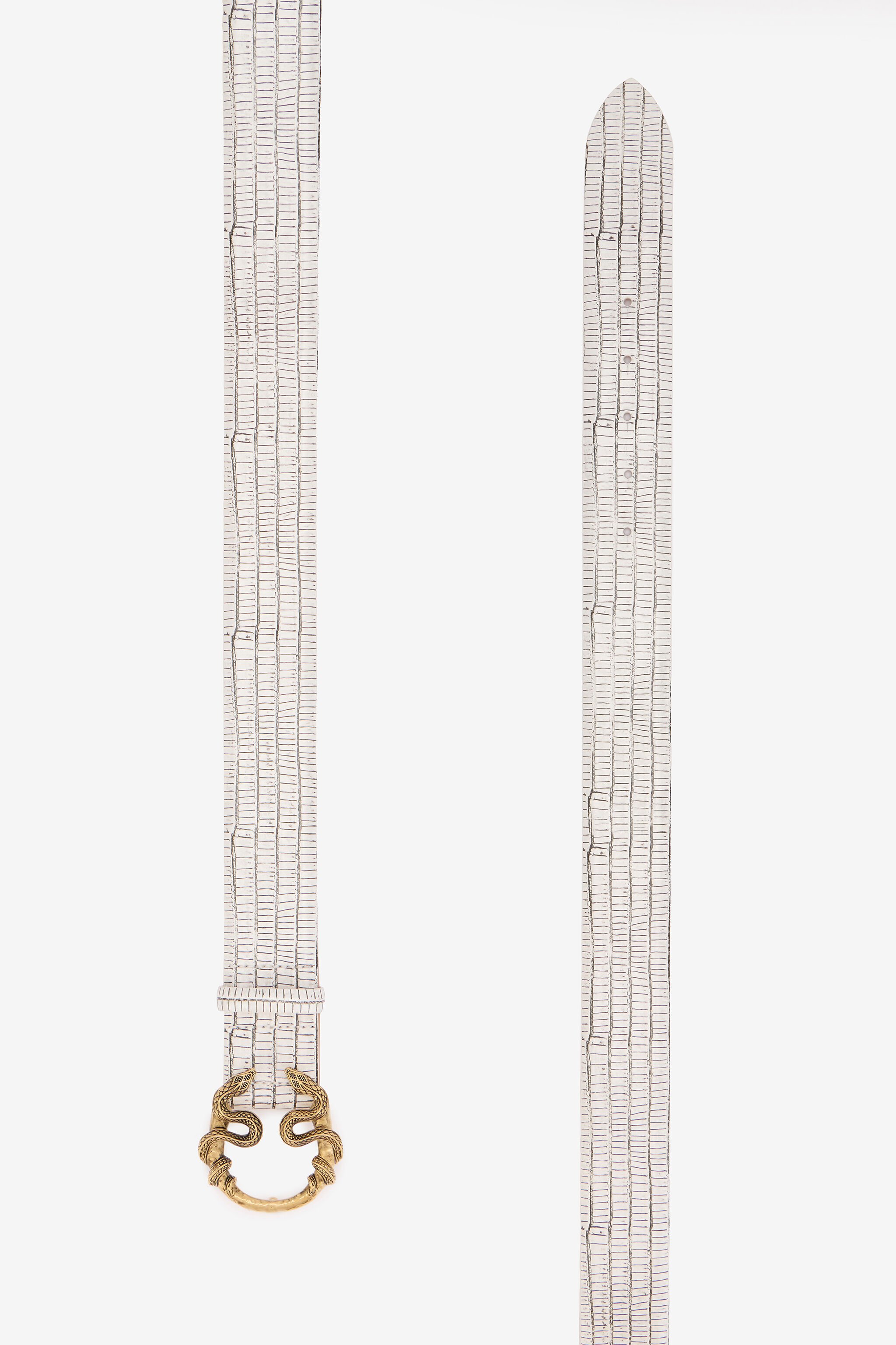 RC White Leather Belt With Snake Buckle BONE WKC001-PZ119