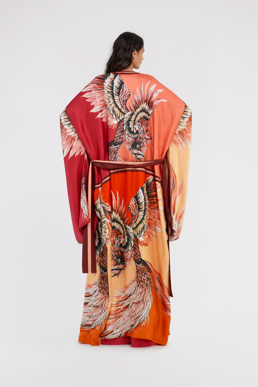 RC Printed Silk Robe Fuchsia SWT500-4QM16