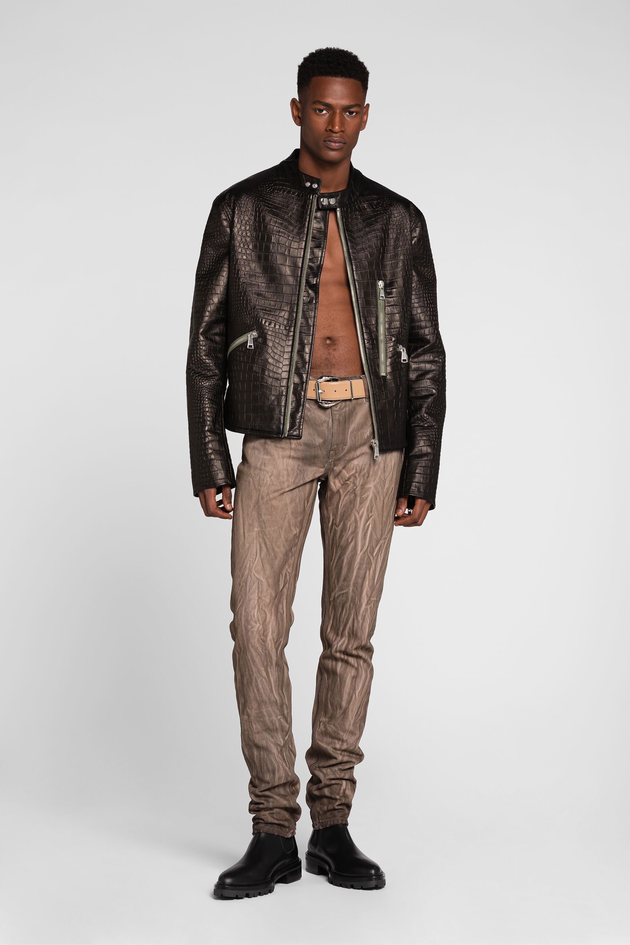 RC Snakeskin-effect leather jacket Black QRP810-PFF21