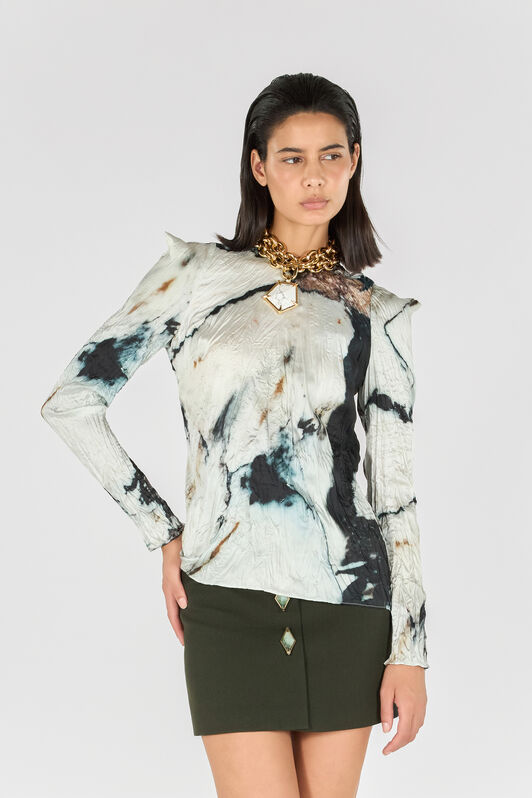 RC Blouse with Marble print Black/White TWT600-7NN18