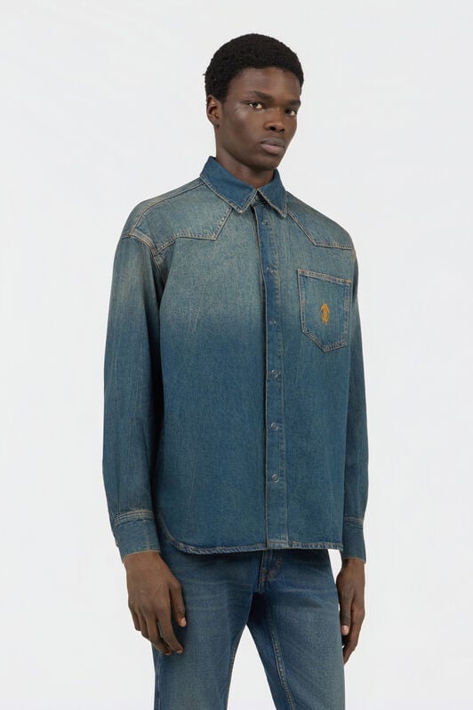 RC Chemise En Jean Bleu Avec Monogram RC DARK BLUE SOJ71A-DL005