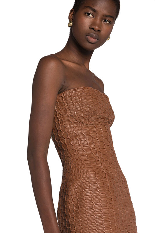 RC Woven Leather Mini Dress RC Woven Leather Mini Dress Brown IWP100-PN078