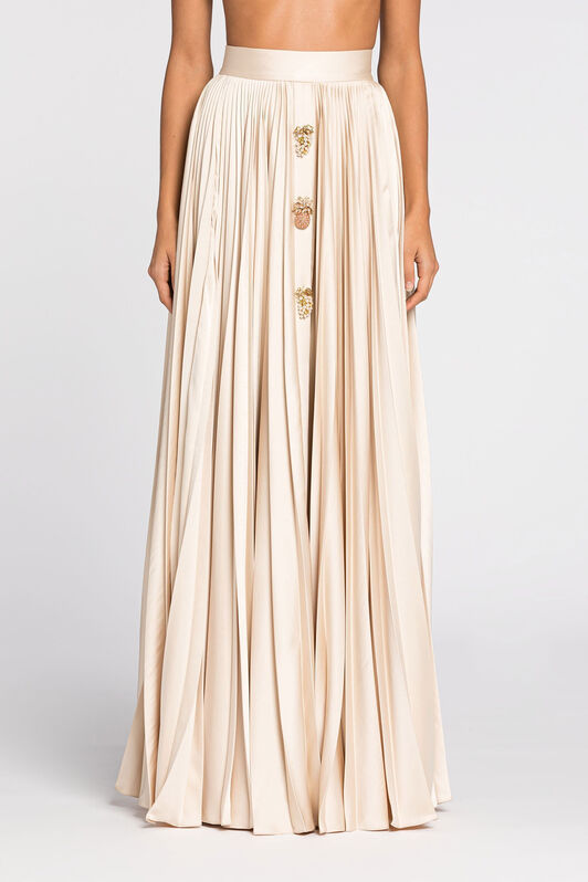 RC Jupe longue plissée ornementée Ivoire QWT309-RD034