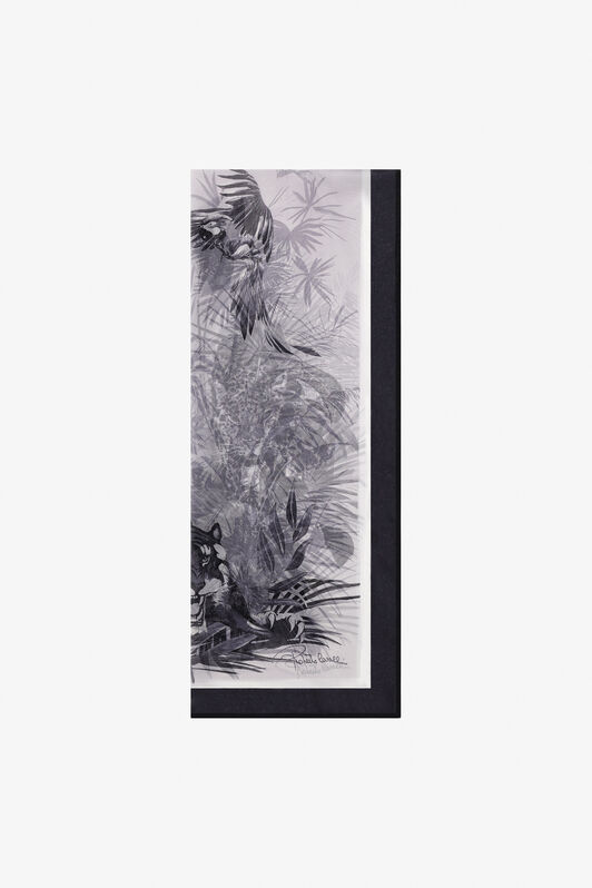 RC Roberto Cavalli Stole with JUNGLE print Black/White SYI00H-2NL57