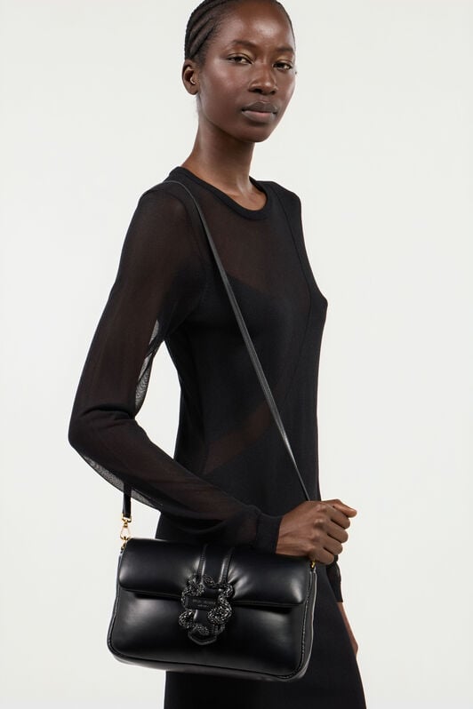 JC Rectangular Bag With Mirror Snake BLACK UFB051-UF420
