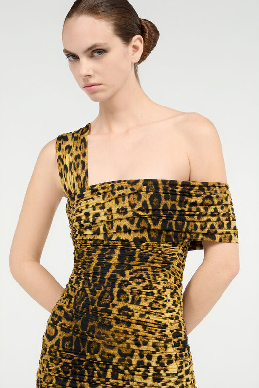 RC Midi Dress with Jaguar Skin Print Brown VWT123-NCQ71